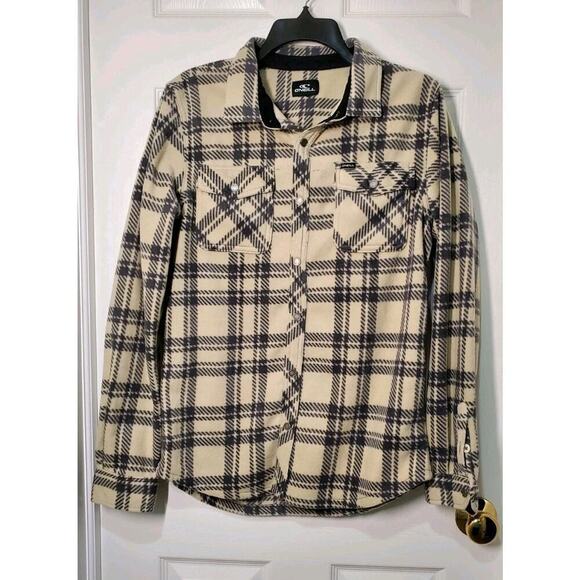 O'Neill Other - O’Neill Men’s Plaid Fleece Shacket Size L/XL Snap Front Black White Checkered
